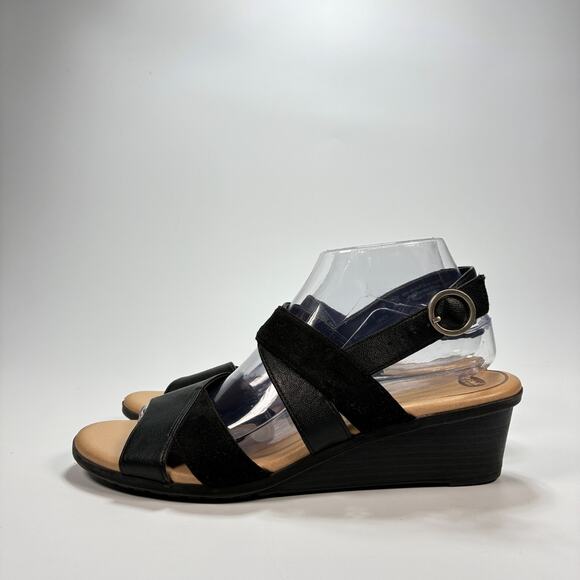 Dr. Scholl's Grace Black Wedge Sandals Comfort Ankle Strap Women's Size 9M - Picture 5 of 9